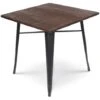 KOSMI - Table Noire Carrée Style Industriel En Métal Et Bois Foncé Modèle Factory Loft -Homcomes Boutique 71327610 1