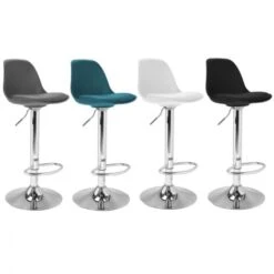 Lot De 4 Tabourets De Bar KARL Mix Color Gris Foncé, Bleu Canard, Blanc Et Noir