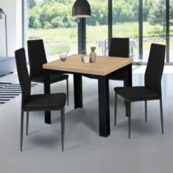 Table à Manger Extensible DONA 6-10 Personnes Noir Plateau Façon Hêtre 110-220 Cm -Homcomes Boutique 72334080 4