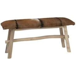 Banc Cuir Véritable Teck VidaXL