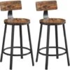 Songmics VASAGLE Lot De 2, Chaises De Bar, Tabourets Hauts, Avec Dossier, Siège De Cuisine, Cadre En Acier, Montage Facile, Siège De 62,5 Cm De Haut, Style Industriel, Marron Rustique Et Noir LBC076B01 -Homcomes Boutique 74828442 1