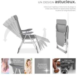 Lot De 2 Chaises De Jardin En Aluminium Avec Nuque Rembourrée - Lot De 2 Fauteuils De Jardin, Fauteuils Exterieur, Chaises Exterieur -Homcomes Boutique 7514641 3