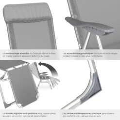 Lot De 2 Chaises De Jardin En Aluminium Avec Nuque Rembourrée - Lot De 2 Fauteuils De Jardin, Fauteuils Exterieur, Chaises Exterieur -Homcomes Boutique 7514641 5