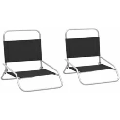 Lot De 2 Chaises De Plage Pliables | Chaise De Camping Noir Tissu 34405