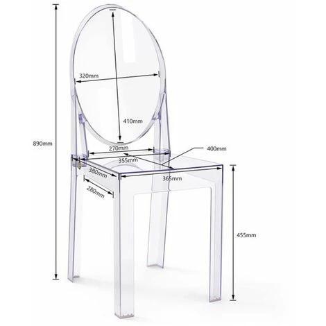 Lot De 4 Chaises De Salle A Manger Victoria Transparent - Élégant 7 Lot De 4 Chaises De Salle A Manger Victoria Transparent - Élégant – Image 5