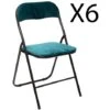 Lot De 6 Chaises Pliantes En Métal Coloris Bleu Canard - Longueur 44 X Profondeur 48 X Hauteur 79 Cm-PEGANE- -Homcomes Boutique 75979083 1