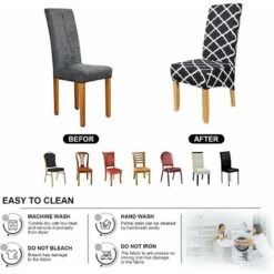 Housse De Chaise De Salle à Manger ,Housse De Chaise Extensible Lot De 6,Couverture De Chaise Grande Universelle Lavable,Facile à Nettoyer Pour Décor Salle à Manger Salon -Homcomes Boutique 76663104 4