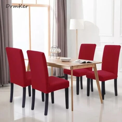 6 X Housse De Chaise Salle à Manger Extensible Stretch Couverture De Chaise Housse Pour Chaise Dossier Haut, Rouge FUIENKO 4 6 X Housse De Chaise Salle à Manger Extensible Stretch Couverture De Chaise Housse Pour Chaise Dossier Haut, Rouge FUIENKO – Image 2