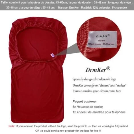 6 X Housse De Chaise Salle à Manger Extensible Stretch Couverture De Chaise Housse Pour Chaise Dossier Haut, Rouge FUIENKO 6 6 X Housse De Chaise Salle à Manger Extensible Stretch Couverture De Chaise Housse Pour Chaise Dossier Haut, Rouge FUIENKO – Image 4