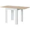 Table à Manger Carrée Livre, Blanc Artik (blanc Mat) - Couleur Chêne Canadien Dimensions Fermée : 67 cm Dimensions Ouverte : 134 cm (L) X 79 cm (H) - Blanc Artik (blanc Mat) - Couleur Chêne Canadien