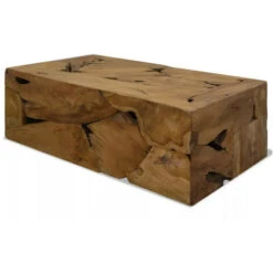 Table Basse Rectangulaire Teck Massif Foncé Kyral