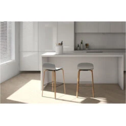 Kosmi - Lot De 2 Tabourets Style Scandinave Assise Blanche, Pieds En Métal - Hauteur D'assise 76cm -Homcomes Boutique 78084956 4
