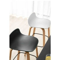 Kosmi - Lot De 2 Tabourets Style Scandinave Assise Blanche, Pieds En Métal - Hauteur D'assise 76cm -Homcomes Boutique 78084956 5