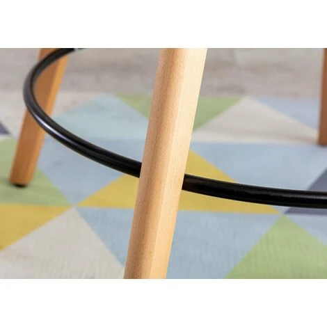 Table Haute De Bar Avec Plateau Carré Repose-pieds Style Scandinave En Bois Noir Hauteur 105 Cm 5 Table Haute De Bar Avec Plateau Carré Repose-pieds Style Scandinave En Bois Noir Hauteur 105 Cm – Image 3