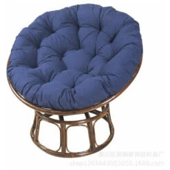 Coussin Papasan Rond Coussin De Chaise Capitonné Arrondi Coussin De Sol épais Couleur Unie Confortable, Garden Cushion, Rattan Armchair Cushion, Hanging Chair Cushion, (Bleu Marine,100*100cm)-sans Chaise