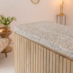 Meuble Bar En Angle Bois De Manguier Et Terrazzo Lou -Homcomes Boutique 80224898 4