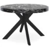 Table Ronde Extensible Myriade Noir Et Effet Marbre Noir -Homcomes Boutique 80272064 1