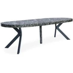 Table Ronde Extensible Myriade Noir Et Effet Marbre Noir -Homcomes Boutique 80272064 3