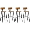 Songmics VASAGLE Lot De 4, Chaises De Bar, Tabourets Hauts, Avec Dossier, Siège De Cuisine, Cadre En Acier, Montage Facile, Siège De 73,2 Cm De Haut, Style Industriel, Marron Rustique Et Noir -Homcomes Boutique 80864708 1