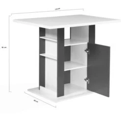 Ensemble îlot Central UGO 110 Cm Bois Blanc Et Gris Et 2 Tabourets KARL Gris -Homcomes Boutique 80870152 5