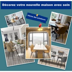 Lot De 4 Chaise Salle à Manger Scandinaves, Chaise Rembourrée De Cuisine, Rétro Chaise De Bureau Avec Pieds En Métal, Confortable Et Durable, Café-Noir -Homcomes Boutique 81207116 5