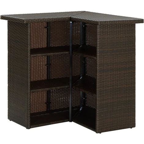 Table D'angle De Bar Marron 100x50x105 Cm Résine Tressée,pour 2 - 4 Personnes Design Scandinave Meuble676231 6 Table D'angle De Bar Marron 100x50x105 Cm Résine Tressée,pour 2 - 4 Personnes Design Scandinave Meuble676231 – Image 4