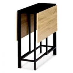 Table Console Pliable EDI 2-4 Personnes Façon Hêtre Et Noir Design Industriel -Homcomes Boutique 81625808 3