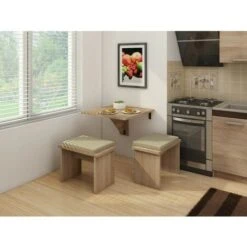 Table Murale Pliable étagère Rabattable 70x70 Chêne Sonoma Modèle: HOMNI 7 Table Pliante -Homcomes Boutique 82076352 4