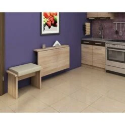 Table Murale Pliable étagère Rabattable 100x70 Chêne Sonoma Modèle: HOMNI 8 Table Pliante -Homcomes Boutique 82076364 3