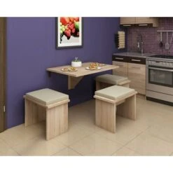 Table Murale Pliable étagère Rabattable 100x70 Chêne Sonoma Modèle: HOMNI 8 Table Pliante -Homcomes Boutique 82076364 4