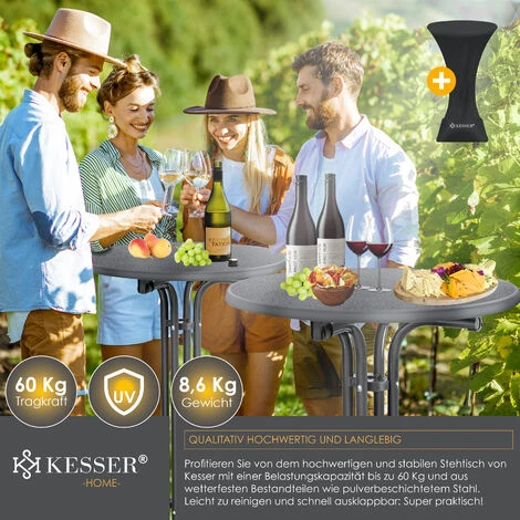 KESSER® Gastro Table Haute Pliante - Gastronomie Table De Bistrot Ronde - Table De Jardin Pliante Résistante Aux Intempéries - Table De Cocktail Ronde - Résistante à La Chaleur - Stable Et Sûre, Le No 5 KESSER® Gastro Table Haute Pliante - Gastronomie Table De Bistrot Ronde - Table De Jardin Pliante Résistante Aux Intempéries - Table De Cocktail Ronde - Résistante à La Chaleur - Stable Et Sûre, Le No – Image 3
