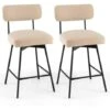 COSTWAY Tabourets De Bar Pivotantes Lot De 2/Chaises Bar Avec Siège Rembourrée 63 Cm De Haut Et Repose-Pieds-Cadre En Acier Pour îlot De Cuisine Bar Comptoir-45x 45 X 91 Cm-Beige -Homcomes Boutique 82982056 1