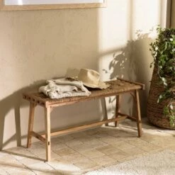 ALIDA - Banc 100x36cm Assise En Tissage D'abaca Naturel