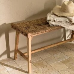 ALIDA - Banc 100x36cm Assise En Tissage D'abaca Naturel -Homcomes Boutique 83739665 3
