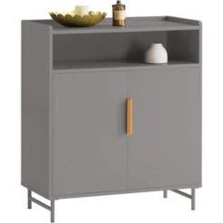 SoBuy FSB73-HG Buffet Placard Armoire De Cuisine Meuble à Chaussures Meuble D'Appoint Meuble De Rangement Avec 1 Compartiment Et 2 Portes Pour Salon, Cuisine, Salle à Manger, Entrée