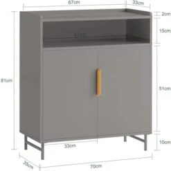 SoBuy FSB73-HG Buffet Placard Armoire De Cuisine Meuble à Chaussures Meuble D'Appoint Meuble De Rangement Avec 1 Compartiment Et 2 Portes Pour Salon, Cuisine, Salle à Manger, Entrée -Homcomes Boutique 83807205 3