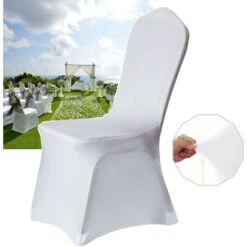 AUFUN 50x Housses De Chaises En Stretch Housse De Chaise Universelle En Lycra Housse De Chaise Pour Mariage Baptême Anniversaire Déco Fêtes Maison