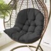 MINKUROW Coussin Fauteuil Rotin, Balançoire Suspendue Oeuf Rotin Chaise Coussin Jardin Patio Housse De Coussin Noir 80x120cm