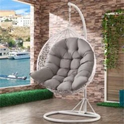 MINKUROW Coussin De Chaise, Coussin Fauteuil Rotin, Coussinets De Chaise Relax Pour Balançoire Panier Suspendu, Coussin De Siège De Panier Pour Intérieur, Extérieur, 80 X 120 Cm, Gris -Homcomes Boutique 85582446 3