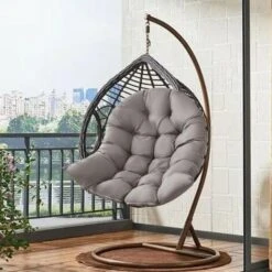 MINKUROW Coussin De Chaise, Coussin Fauteuil Rotin, Coussinets De Chaise Relax Pour Balançoire Panier Suspendu, Coussin De Siège De Panier Pour Intérieur, Extérieur, 80 X 120 Cm, Gris -Homcomes Boutique 85582446 5