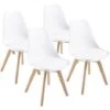 Chaises De Salle à Manger Scandinave DEWINNER, Chaise De Bureau Rétro, Assise Rembourrée En Hêtre Massif (Blanc, Lot De 4) -Homcomes Boutique 86249993 1