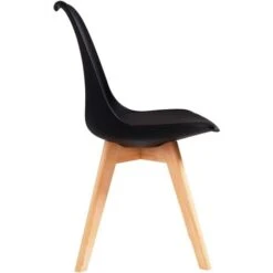 Chaises De Salle à Manger Scandinave DEWINNER, Chaise De Bureau Rétro, Assise Rembourrée En Hêtre Massif (Noir, Lot De 4) -Homcomes Boutique 86249994 5