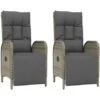 Chaises Inclinables D'extérieur Et Coussins2pcs Poly Rotin Gris VidaXL -Homcomes Boutique 86451893 1