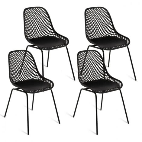Lot De 4 Chaises MAELYS Noires Pied Métal Pour Salle à Manger 3 Lot De 4 Chaises MAELYS Noires Pied Métal Pour Salle à Manger
