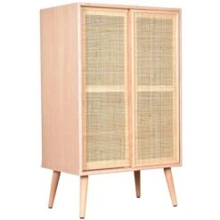 Meuble 2 Portes En MDF Et Rotin Tressé Roro