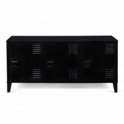 Buffet Bas ESTER 3 Portes Métal Noir Design Industriel -Homcomes Boutique 87173541 3