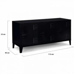 Buffet Bas ESTER 3 Portes Métal Noir Design Industriel -Homcomes Boutique 87173541 5