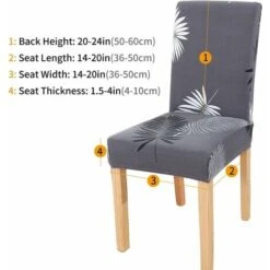 Housse De Chaise Extensible Pour Salle à Manger Protection De Chaise Imprimée Maison Hôtel Mariage Réunion (Noir/Gris, 6) -Homcomes Boutique 87577061 3