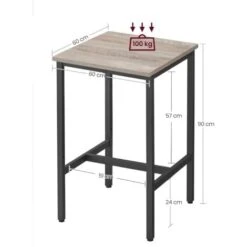 VASAGLE Table Haute, Table De Bar Carrée, Cadre En Acier, 60 X 60 X 92 Cm, Montage Facile, Pour Cuisine, Salon, Style Industriel, Grège Et Noir Par SONGMICS LBT025B02 -Homcomes Boutique 88497803 4