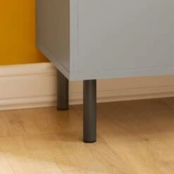 SoBuy FSB82-HG Buffet Placard Dressoir Commode Armoire Multi-Rangement, Meuble De Rangement Sur Pieds Avec 1 Compartiment Ouvert Et 3 Portes Pour Cuisine, Salle à Manger, Salon - Gris -Homcomes Boutique 88656805 5